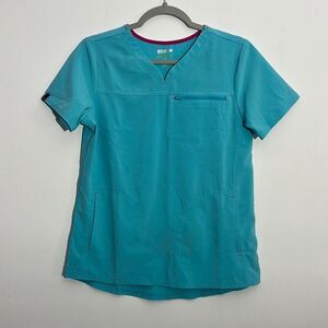 Scrubstar Ethical Fabric Blue V Neck Short Sleeve Scrub Top Women's size XS